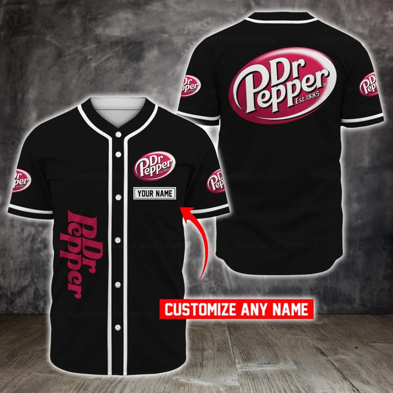 Dr Pepper Baseball Jersey Shirt, Personalized Baseball Jersey, Pepper
