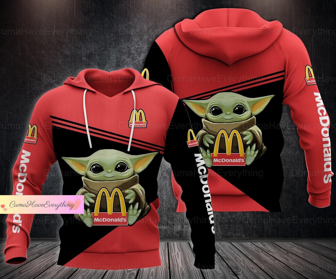 Mcdonald's Hoodie, Baby Yoda Hoodie, Mcdonald Zip Hoodie, Fast Food