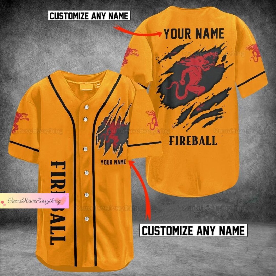 Fireball Jersey Shirt Custom Fireball Cinnamon Whisky Jersey Etsy