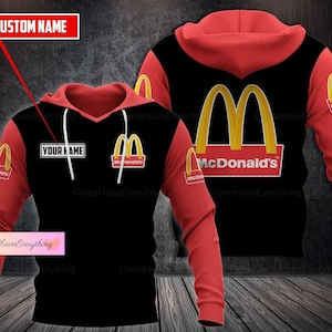 McDonald's Custom Hoodie, McDonald Zip Hoodie, McDonald Sweatshirt, McDonald Shirt, Fast Food Hoodie, McDonald  Personalized Shirt