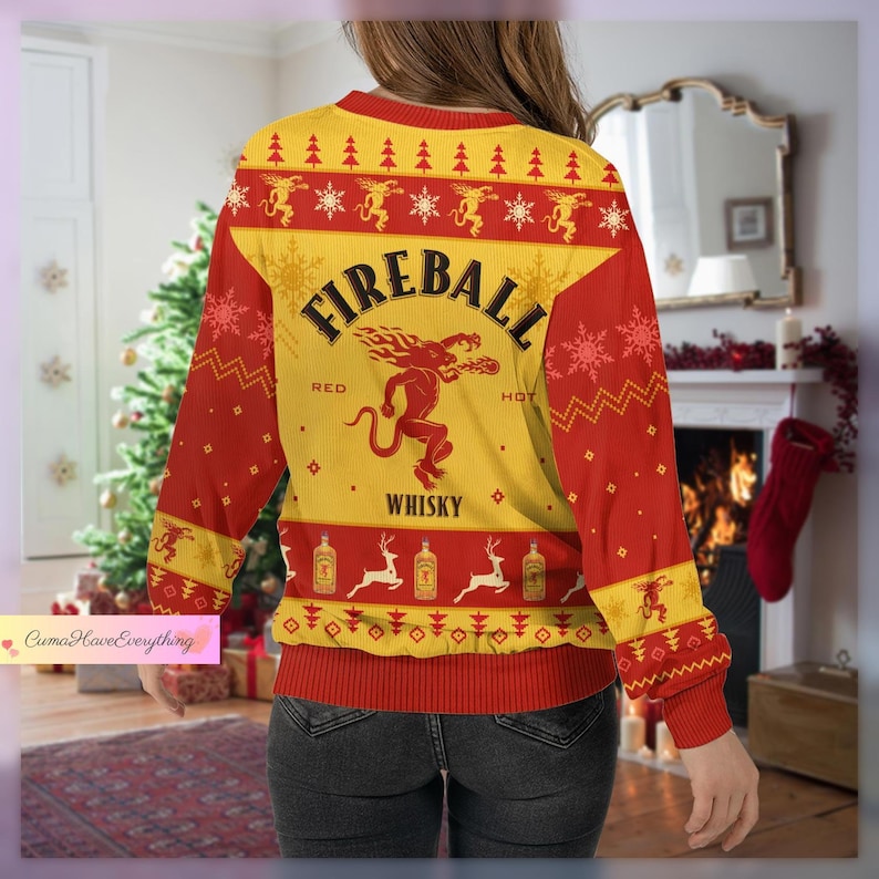 Christmas Gift, Fireball Ugly Sweater, Fireball Whisky Christmas Sweater, Whiskey Lovers Sweater, Sweaters For Men, Holiday Sweater