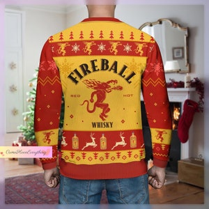 Christmas Gift, Fireball Ugly Sweater, Fireball Whisky Christmas Sweater, Whiskey Lovers Sweater, Sweaters For Men, Holiday Sweater