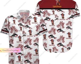 Chemise boutonnée Captain Morgan, chemise hawaïenne Captain Morgan, chemise Captain Morgan, chemise hawaïenne homme, chemise de plage Captain Morgan