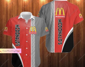 McDonald's Button Shirt, McDonald Shirt Heren, Shirt met korte mouwen, Fast Food Button Shirt, Vaderdagcadeau, McDonald Lover Gift