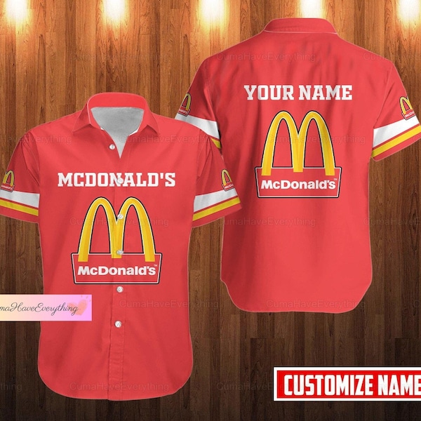 Custom McDonald's Button Shirt, Personalized McDonald Shirt, Fast Food Shirt, Button Down Shirt, Gift For Women/Men, McDonald Gift