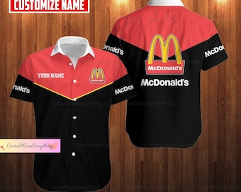 McDonald's Button Shirt, Custom McDonald Shirt, Fast Food Shirt, Button Up Shirt, Short Sleeve Shirt, McDonald Lover  Gift For Him