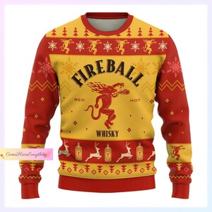 Christmas Gift, Fireball Ugly Sweater, Fireball Whisky Christmas Sweater, Whiskey Lovers Sweater, Sweaters For Men, Holiday Sweater