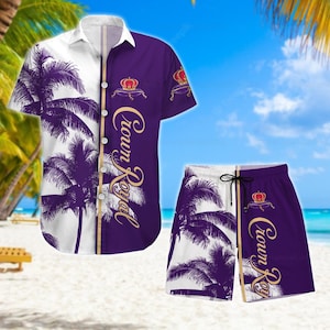 Crown Royal Hawaiian Shirt/Man Shorts, Crown Royal Summer Shirts, Button Up Shirts, Crown Royal  Aloha Shirt Men, Crown Royal Shirt