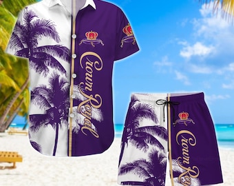 Crown Royal Hawaiian Shirt/Man Shorts, Crown Royal Summer Shirts, Button Up Shirts, Crown Royal  Aloha Shirt Men, Crown Royal Shirt
