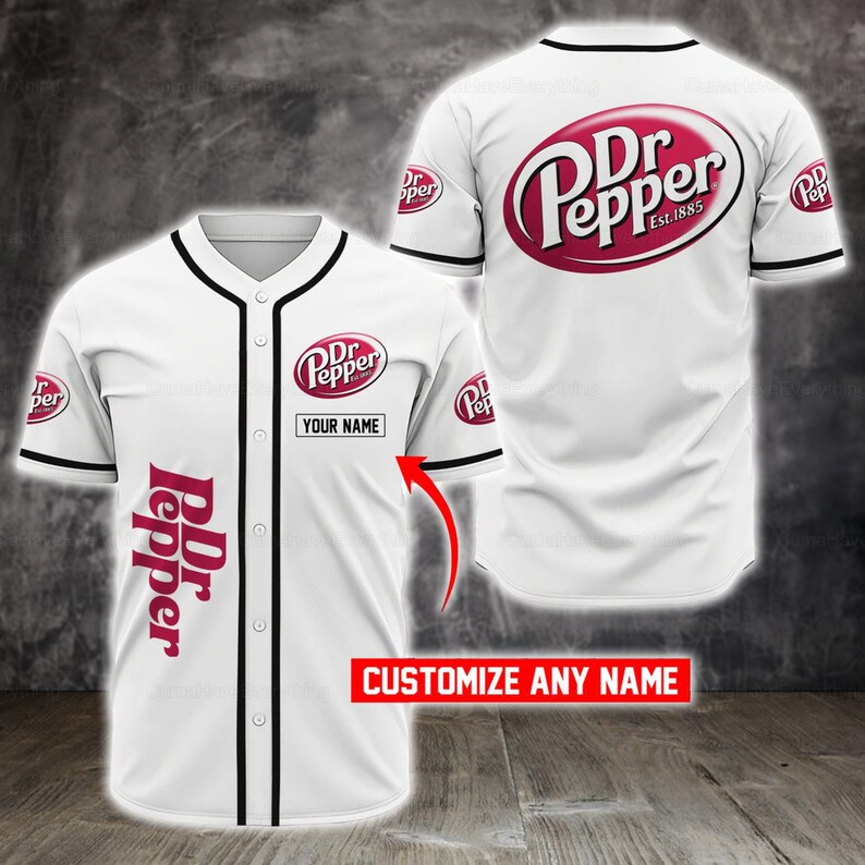 Dr Pepper Baseball Jersey Shirt, Personalized Baseball Jersey, Pepper