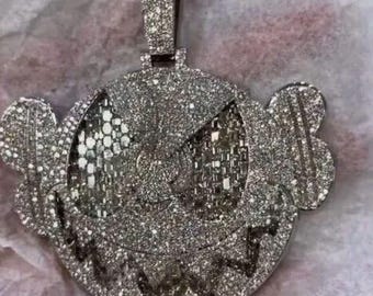 Colgante de emoji de Halloween helado: circonita cúbica en plata de ley 925