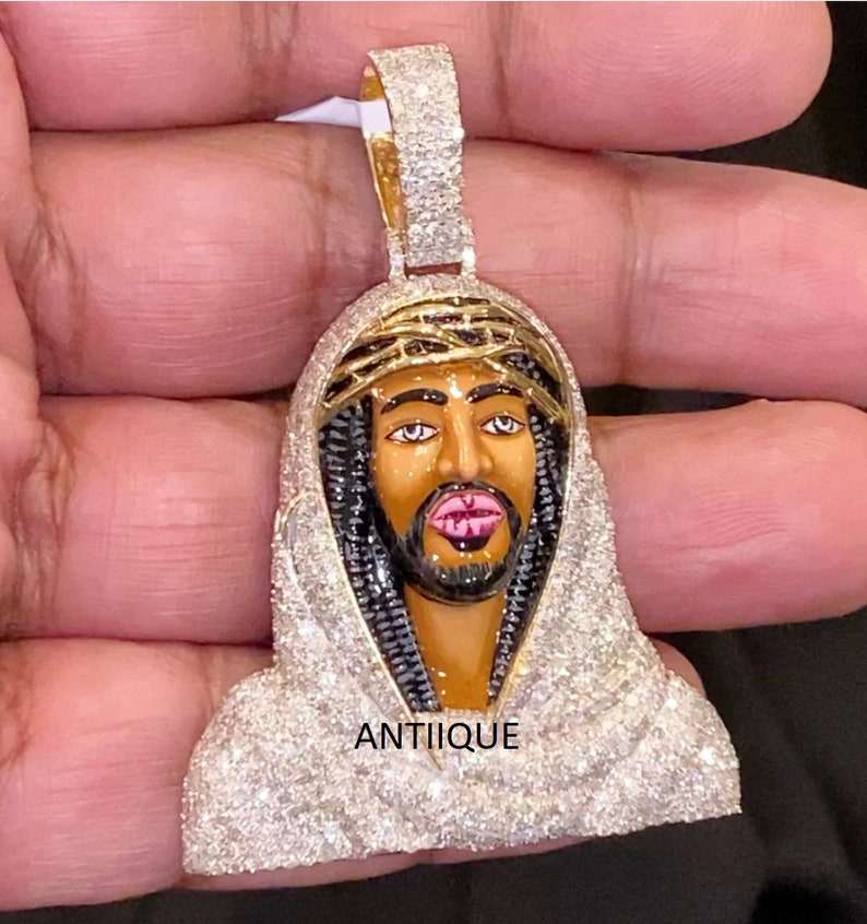 925 Sterling Silver Iced Out Jesus Pendant – Cubic Zirconia Hip Hop ...