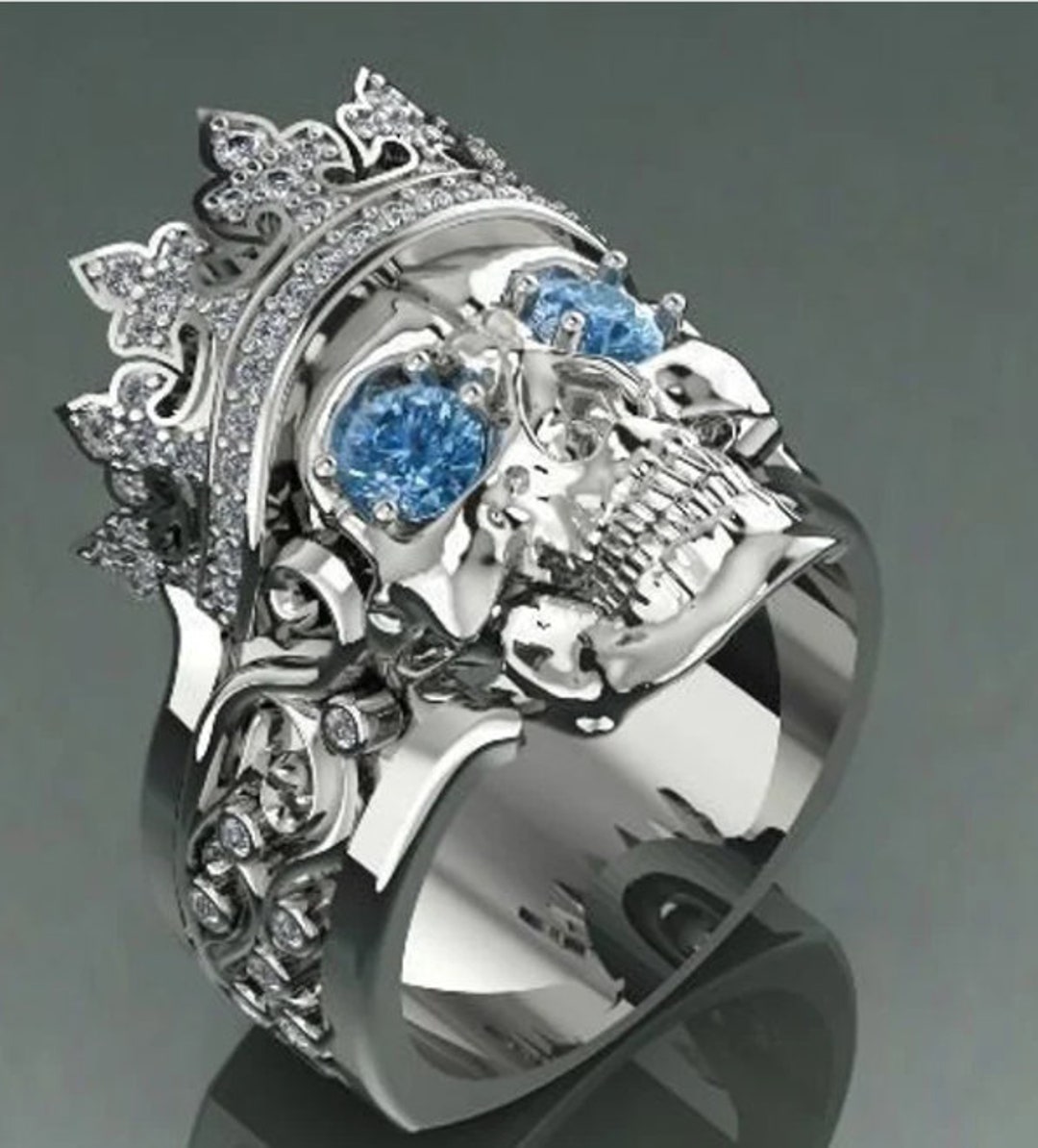 925 Skull Ring Skull Head Ring Skull Face Ring Men's Etsy