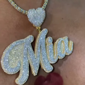 Colgante con letra y nombre personalizado de moissanita helada, colgante con letra helada, colgante con letra de hip hop, colgante con dije personalizado