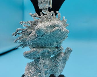 Iced Out 925 Silver Cartoon Pendant, Hip Hop Jewelry