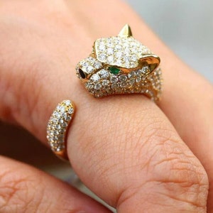 iced out 3.20ct Panther Ring Panther Diamond Ring Tiger Panther Ring Diamond Panther Ring Animal Panther Ring Iced Out Panther Ring