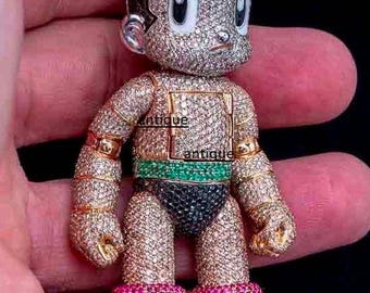 Colgante Astro Boy helado: plata de ley 925, circonita cúbica