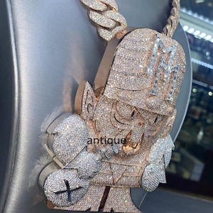 Cartoon Character Handmade Diamond Pendant iced Out Cartoon Diamond Pendant Hip Hop Diamond Pendant Cartoon Pendant Cartoon Faced Pendant