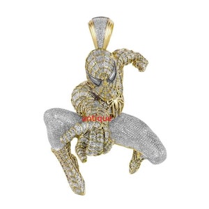 Colgante de araña de dibujos animados Iced Out, colgante de araña de diamantes de 8,75 ct, colgante de hip hop, colgante con dije, joyería navideña Iced Out para hombres