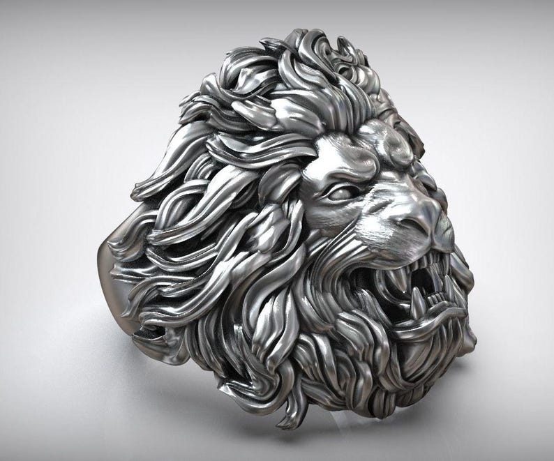 Sterling Silver Lion Ring: Handmade Animal Jewelry, Zodiac Gift - Etsy