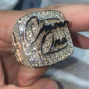 Anillo con inicial de diamante de 3,50 ct, anillo con letra Iced Out, anillo con diamante completamente Iced Out, anillo de diamante para hombre, anillo de diamante para hombre, anillo de diamante Hip Hop