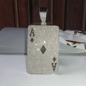 Gefrorene Moissanite Handgefertigte Karte Anhänger geeist heraus Karte Anhänger Diamant Hip-Hop-Anhänger Kundenspezifische Anhänger Diamant-Charme-Anhänger