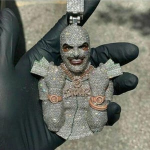 iced out 5.10 ct Custom Hand Made Hiphop Cartoon Pendant / CZ/ Round Diamond / 3D ice Out / Your Dream Pendant 925 Sterling Silver 3.5 inch