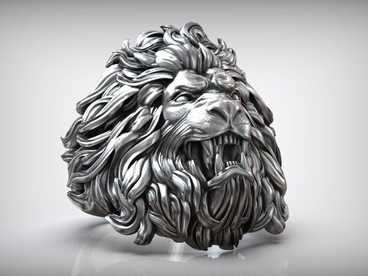 Sterling Silver Lion Ring: Handmade Animal Jewelry, Zodiac Gift - Etsy