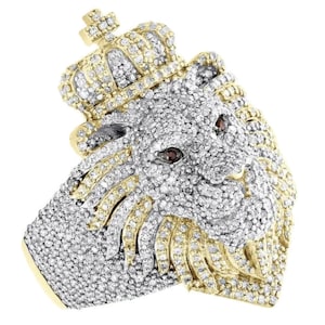iced out 2.75 ct Lion Ring Hip Hop Diamond Ring Iced Out Diamond Ring Lion Head Ring Lion Face Ring Custom Diamond Ring King Lion Ring