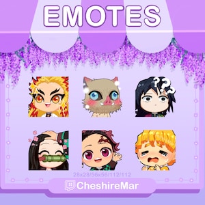 Demon Anime Characters Twitch Discord Emote 6x Bundle | Kawaii Chibi Cute