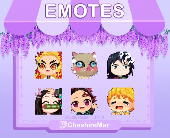 Demon Anime Characters Twitch Discord Emote 6x Bundle | Kawaii Chibi Cute