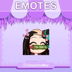 Demon Anime Pink Demon Girl Head Pat (Happy Water Samurai Boy) Discord Twitch Emote | Kawaii Chibi Cute