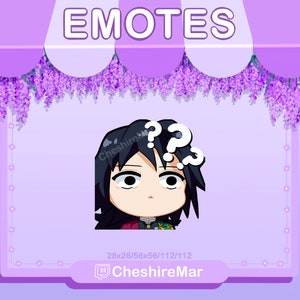 Demon Anime Lonely Water Samurai Confused Twitch Discord Emote | Kawaii Chibi Cute Funny