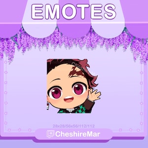 Demon Anime Happy Water Samurai Boy Hi Wave Twitch Discord Emote | Kawaii Chibi Cute Anime