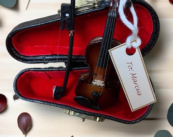 Violín en miniatura realista, instrumento de colección, regalo, decoración para casa de muñecas
