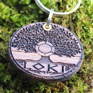 Personalized Viking Shield Pet ID Tag, Rustic Pet Tag, Handmade, Wooden Dog ID Tag, Cat ID Tag