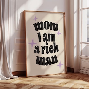 Impresión &quot;Mamá, soy un hombre rico&quot;: Arte mural motivacional retro (descarga digital)