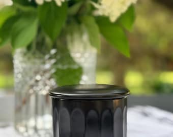 Black French Butter Keeper, Ceramic Butter Crock, Fluted Butter Dish, Soft Spreadable Butter, Countertop Butter Keeper