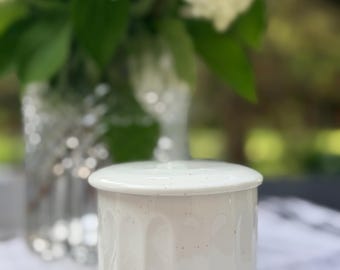 White Ceramic Butter Keeper, Fluted Butter Crock, Water Seal Butter Dish, Soft Spreadable Butter Container, Countertop Butter Storage