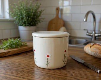 French Butter Keeper Ceramic | Daisy Butter Crock | Butter Dish | Butter Dish with Lid | Kitchen Decor Gift | Farmhouse Kitchen”