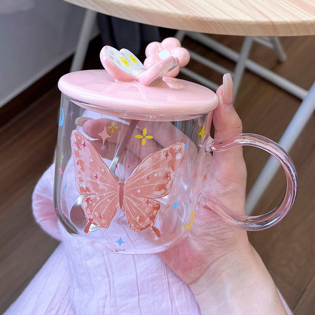 Butterfly Mug Butterfly Coffee Cup With Cover 520ml Water Etsy