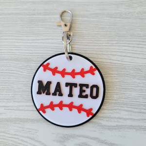 Personalized Baseball Name Keychain: Sports Bag Tag