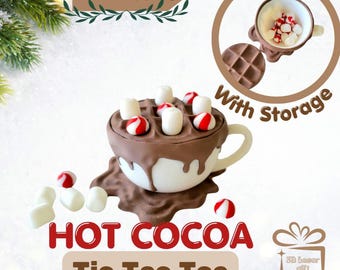 3D Printed Hot Cocoa Tic Tac Toe Game: Desk Decor, Family Gift Christmas Gift