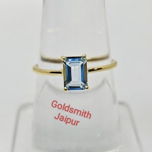 Genuine Aquamarine Gold Ring, Minimalist Ring, 14k Solid Gold Ring,Dainty Aquamarine Ring,March Birthstone Ring, Stacking Ring, Gift for Her