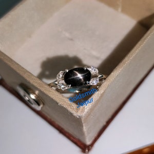 Natural Black Star, 925 Sterling Silver, Gemstone Ring, Birthstone Ring, Engagement Ring, Star Sapphire Ring, Minimalist Ring, Gift For Her.