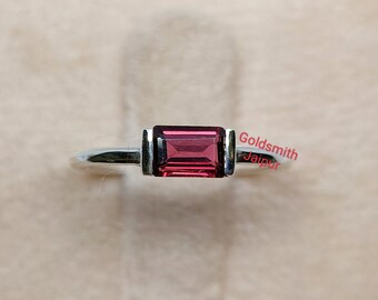 Natural Garnet Ring-925Sterling Silver-Rad Garnet Ring-Stacking Ring-January birthstone-Statement Ring-Stackable Ring-Gift For Girlfriend.
