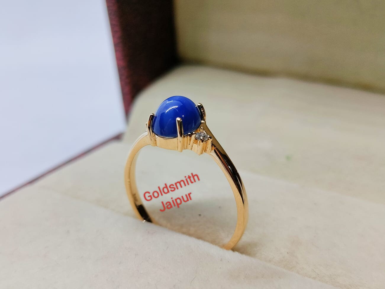 ヴィンテージ アールデコ ブルー スター サファイア リング、14K 