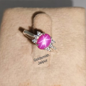 Pink Stern Saphir Ring, CZ Diamant, 925 Sterling Silber