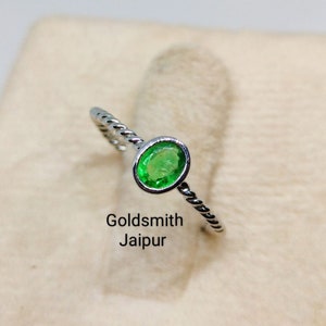 Dainty Emerald Ring, 925Sterling silver, Stacking Ring, Handmade Ring, Emerald Ring, May Birthstone Ring, Wedding Gift, Christmas Gift.