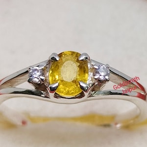 Natural Yellow sapphire Ring, 925 Sterling silver, Stacking Ring, Promise Ring, Sapphire Gemstone ring, Engagement Ring, Gift For Her,